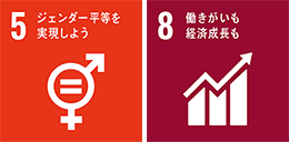 5.ジェンダー平等を実現しよう　8.働きがいも経済成長も